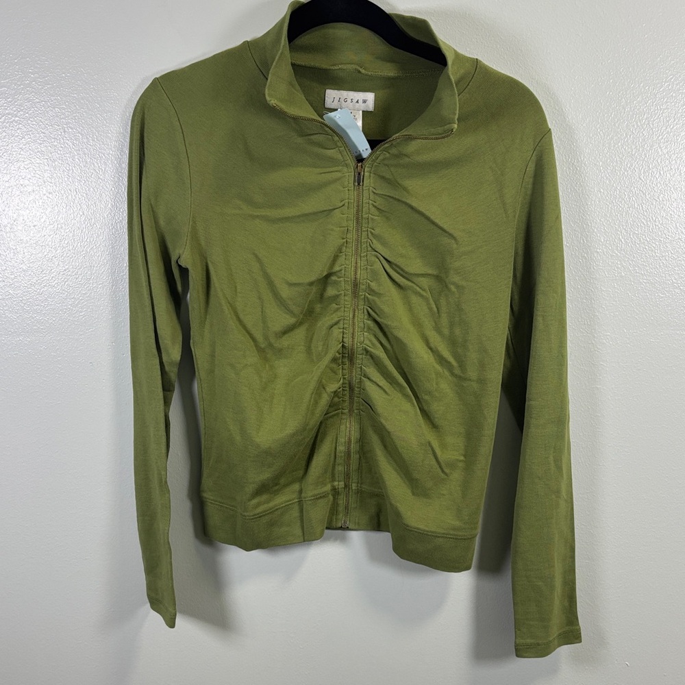 Jigsaw Olive Green Zip-Up Light Weight Jacket Size M NWT